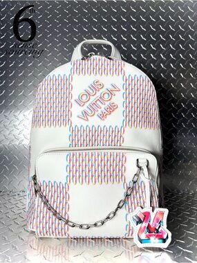 Louis Vuitton Limited Edition Virgil Damier Spray Racer Backpack in White